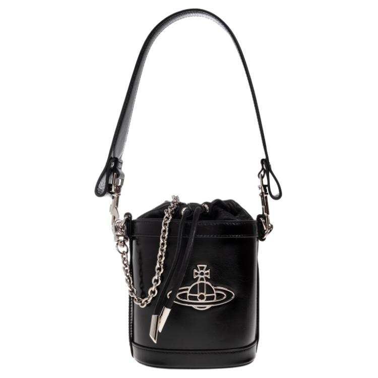 Vivienne Westwood Cow Leather Bucket Bag, Shoulder Bag Women's Black