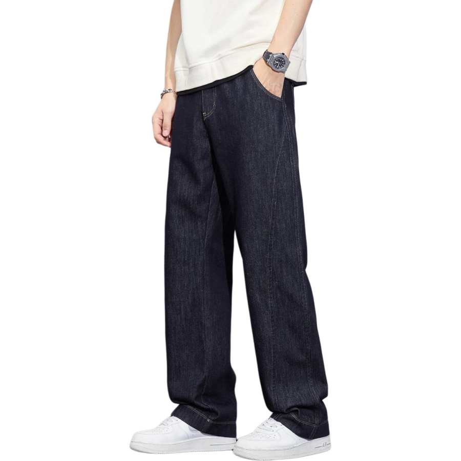 Tonlion Jeans Unisex Dark Blue Moderate Straight Fit Pants