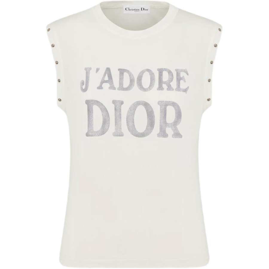 DIOR Tank Tops Women's White Crew Neck Moderate Other