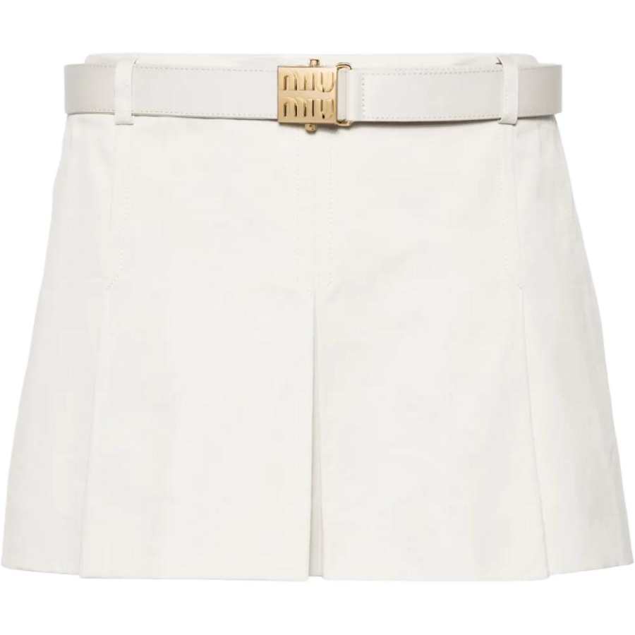 Miu Miu logo-buckle pleated miniskirt