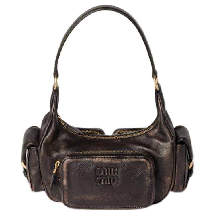 MIU MIU Lambskin Shoulder Bag Regular Women's Coffee