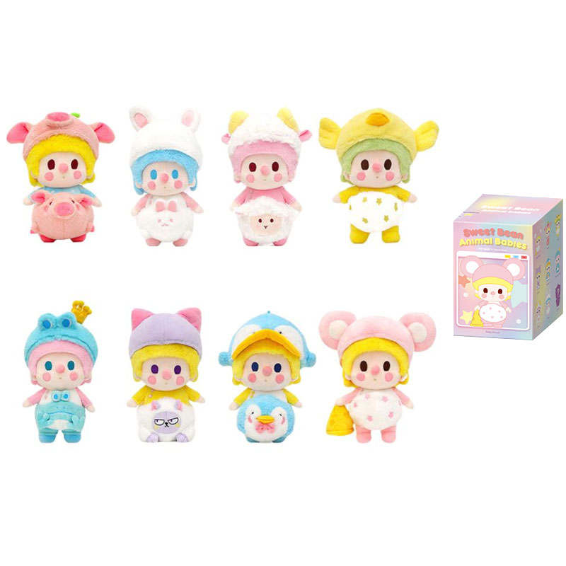 POP MART Little Sweet Bean Animal Baby Collection, Plush Doll Mystery Boxes Single Mystery Box/Full Box 8 Pcs