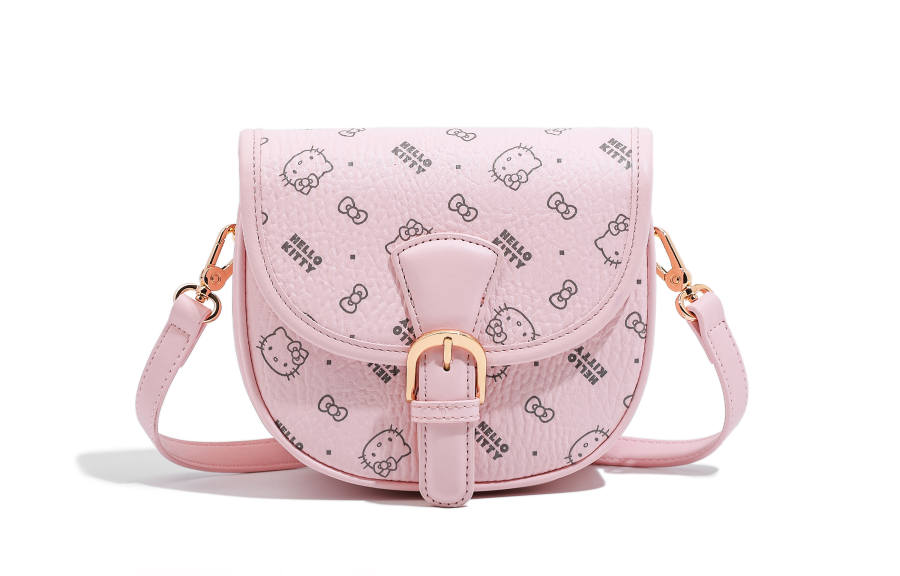 Sanrio Hello Kitty Pu Saddle Bag, Shoulder Bag, Crossbody Bag Regular Women's Pink/Brown/Milk Tea