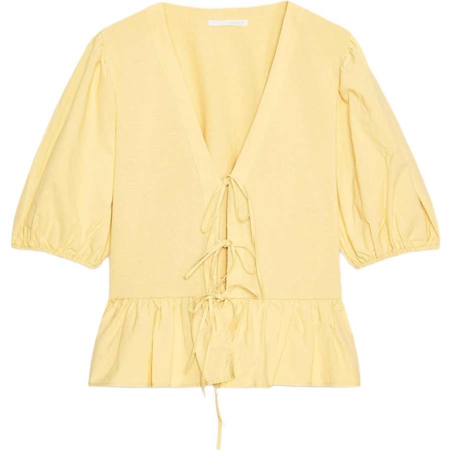 ZARA Shirts Women's Yellow V Neck Moderate