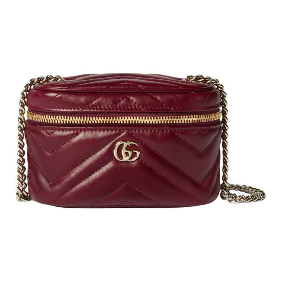 GUCCI GG Marmont Cow Leather Crossbody Bag, Shoulder Bag Women's Rose Red