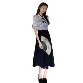 SIXUSICHOU Two Piece Skirt Sets Women's Stand Collar Thin
