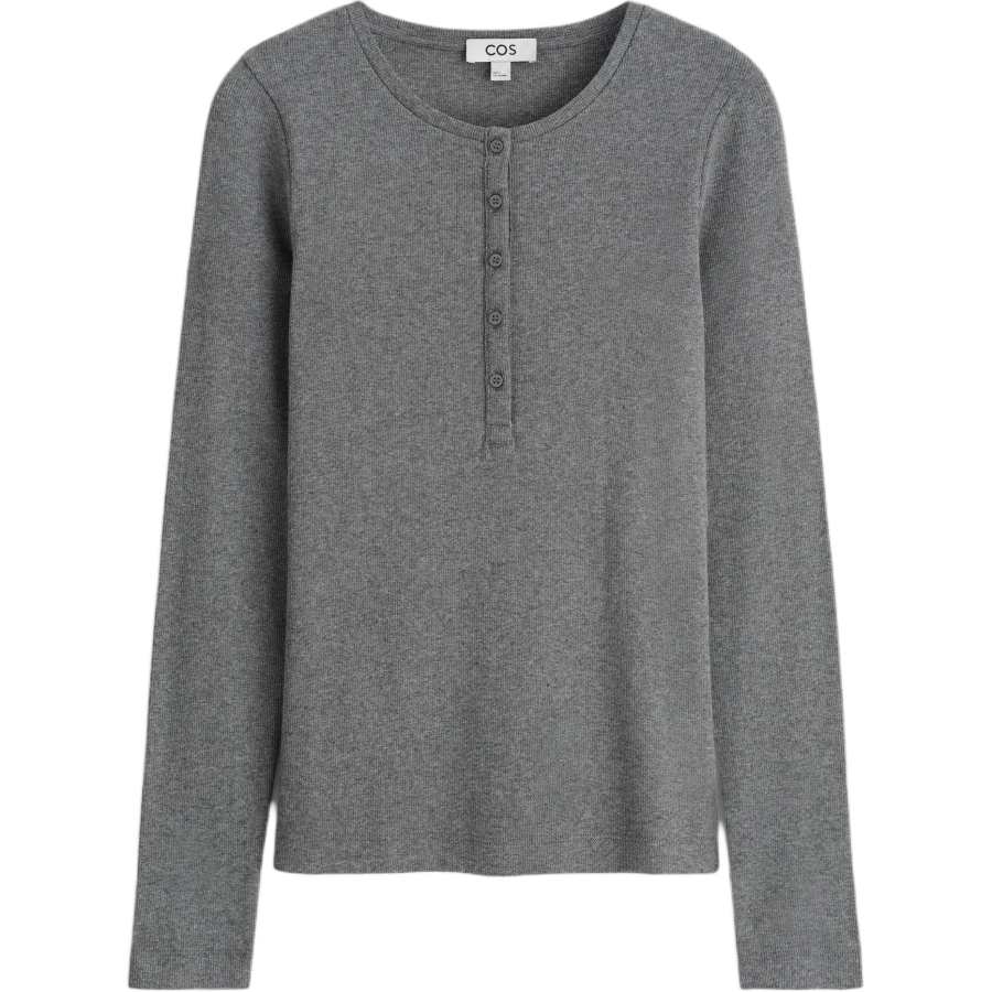 COS Knitwear Women's Gray Henry Collar Moderate