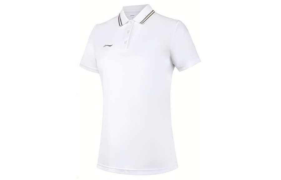 Li-Ning Li Ning Fitness Series Polo Shirts Women's White Polo Collar Moderate Straight Fit