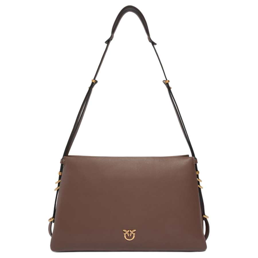 PINKO Love Birds Calfskin Crossbody Bag, Shoulder Bag Women's Brown