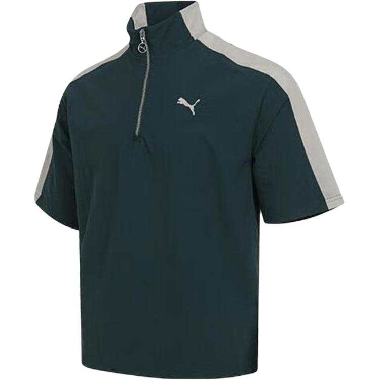 PUMA T Shirts Men's Green Stand Collar Moderate