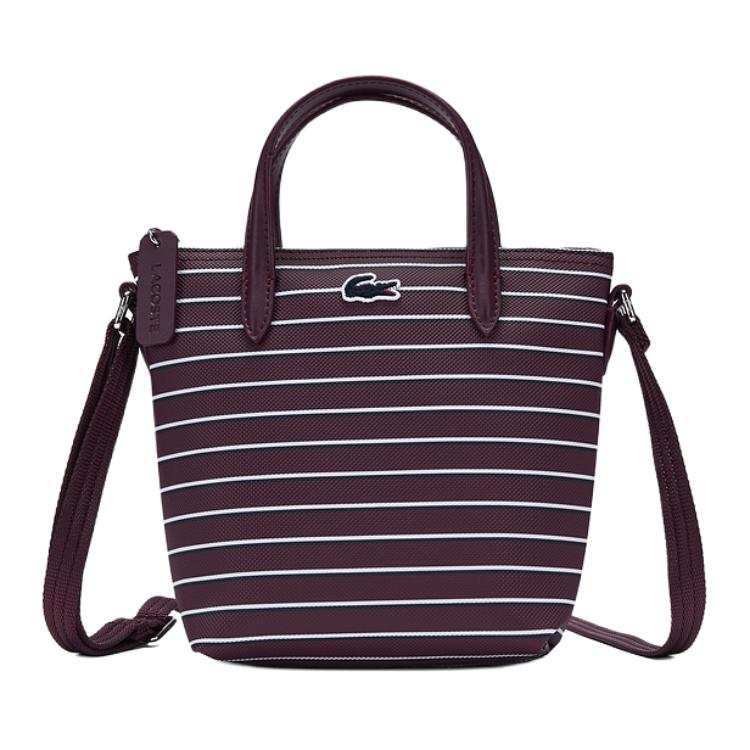 LACOSTE PVC Tote One Shoulder Handbag Small Women's Purple & Blue