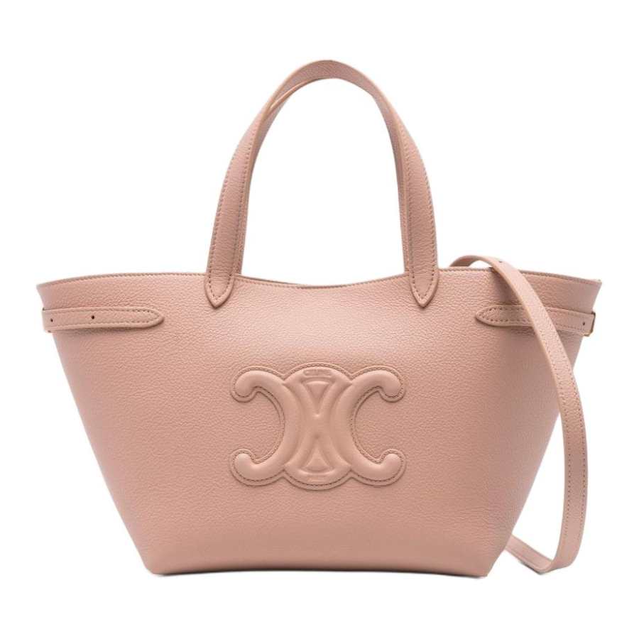 CELINE Cabas Cow Leather One Shoulder Handbag Women's Pink