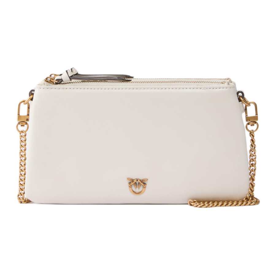 PINKO Love Birds Calfskin Shoulder Bag Mini Women's White