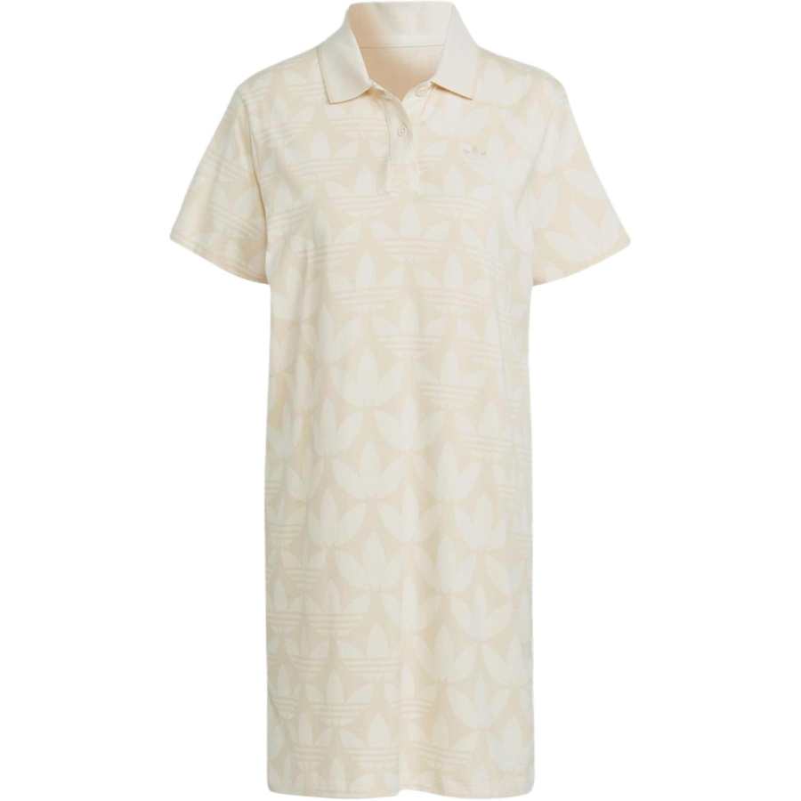 Adidas Originals TREFOIL MONOGRAM POLO DRESS Short Sleeved Dress Women's Wonder White