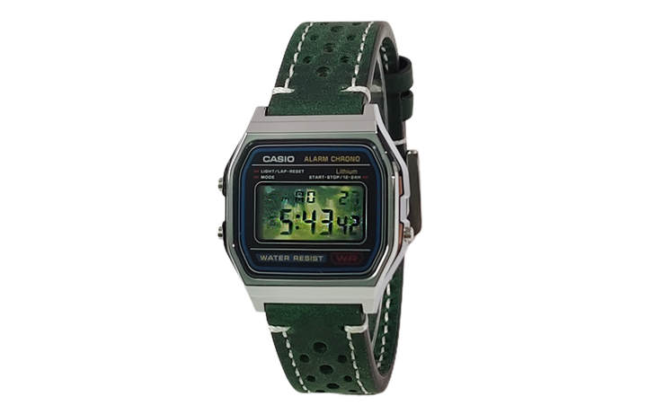 CASIO CASIO Custom Collection Quartz Movement Leather Strap Watch Unisex Green Dial