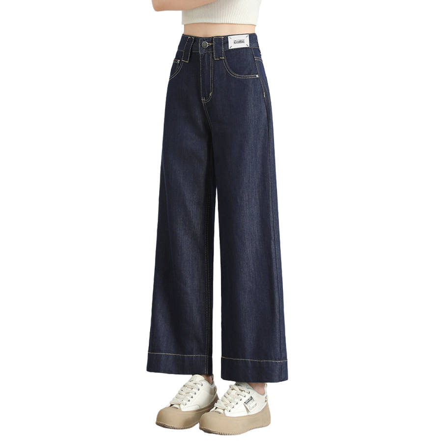 BALENO Jeans Women's Dark Blue Lyocell Summer Thin Wide Leg Pants