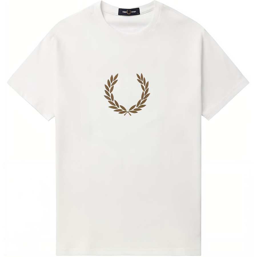 FRED PERRY SS24 T Shirt Men's White With Gold Logo