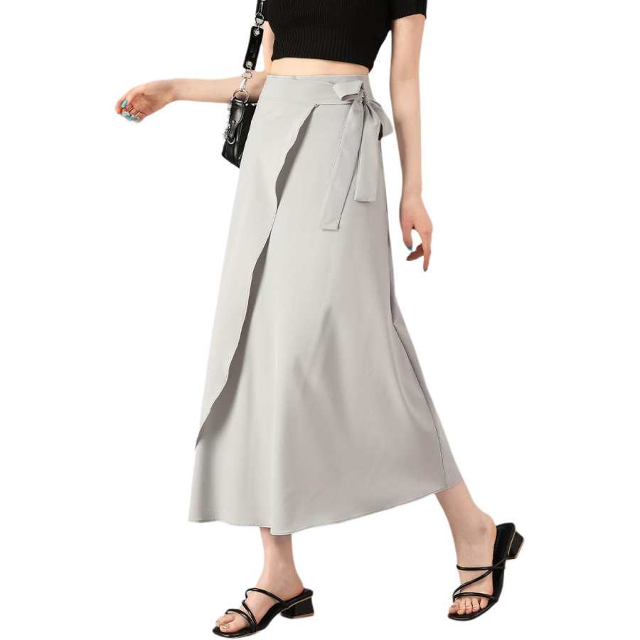 BALENO Fashion Premium One Piece Skirt Elegance Cooling High Rise Lace Up Design A Line Slimming Hip Covering Skirt