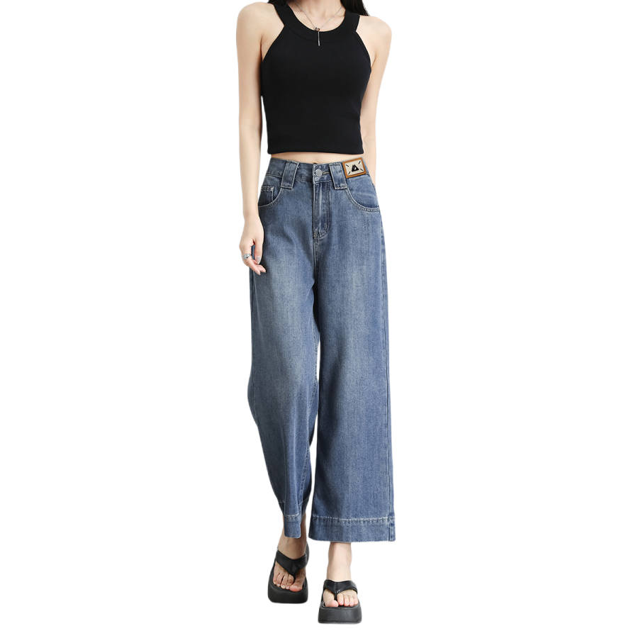 BALENO Jeans Women's Vintage Blue Thin Wide Leg Pants