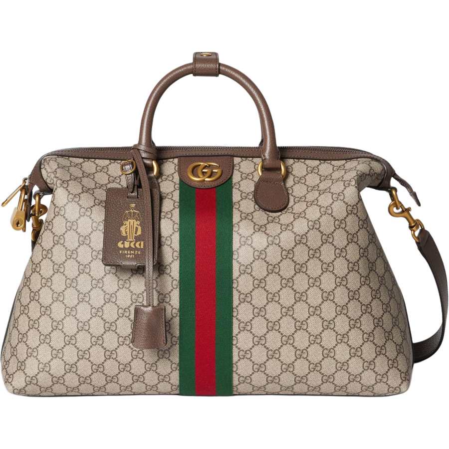 GUCCI Savoy Coated Fabric One Shoulder Handbag, Travel Bag Men's Brown