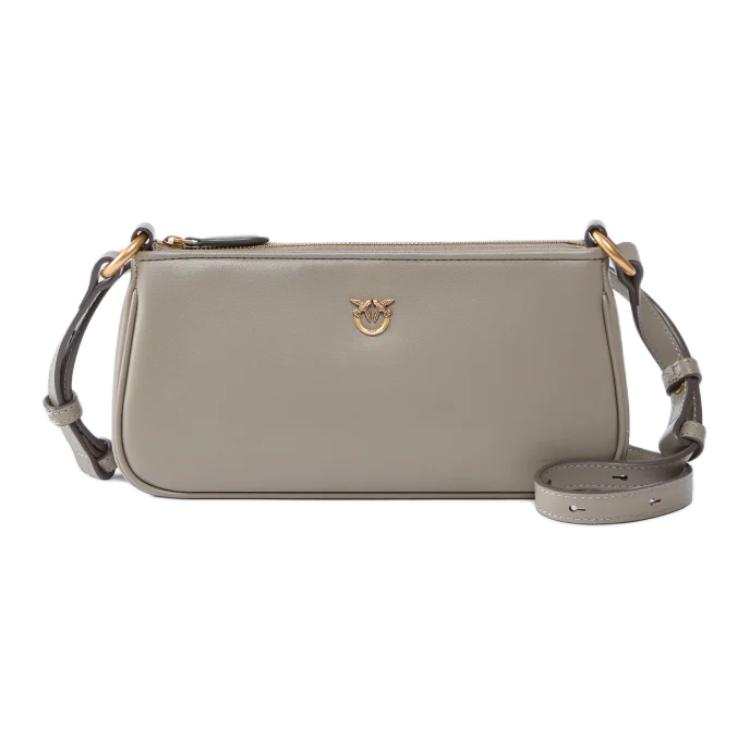 PINKO Cow Leather Shoulder Bag Mini Women's Gray
