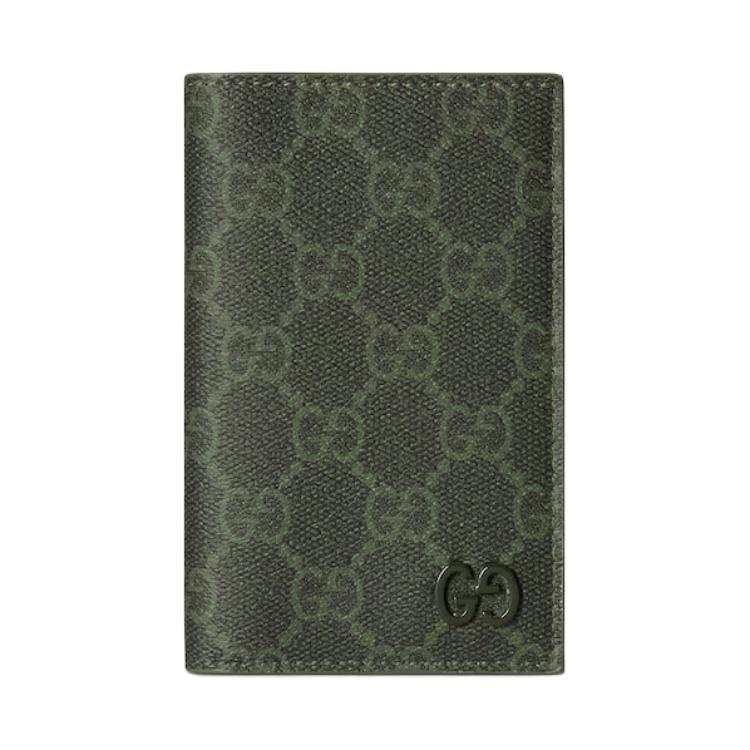 GUCCI GG Monogram Coated Canvas Card Holder Men's Forest Green