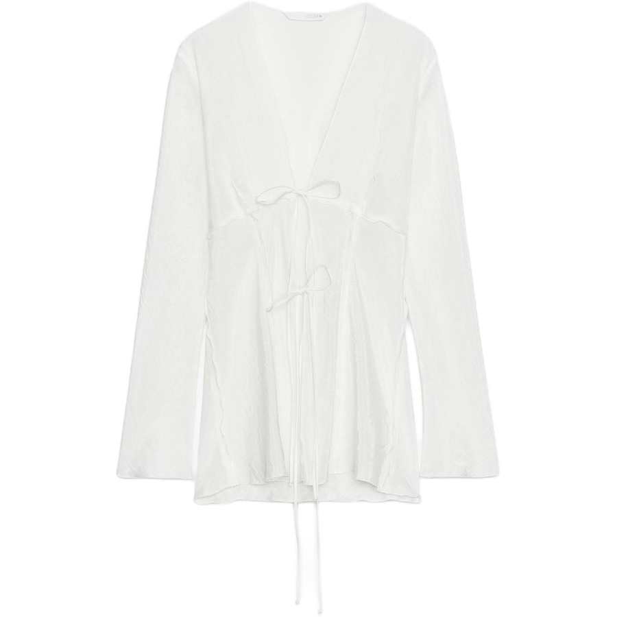 ZARA ZW Shirts Women's Frosted White V Neck Thin