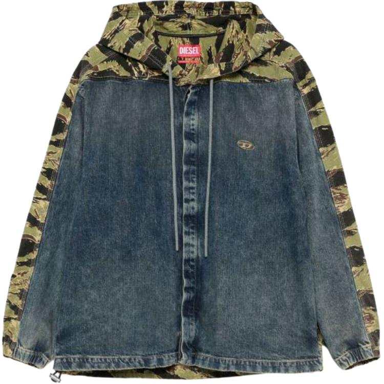 DIESEL Diesel Camouflage-Panel Drawstring Denim Jacket