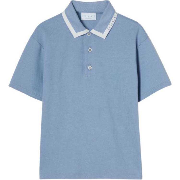 GUCCI Polo Shirt FW25 Light Blue Kids'