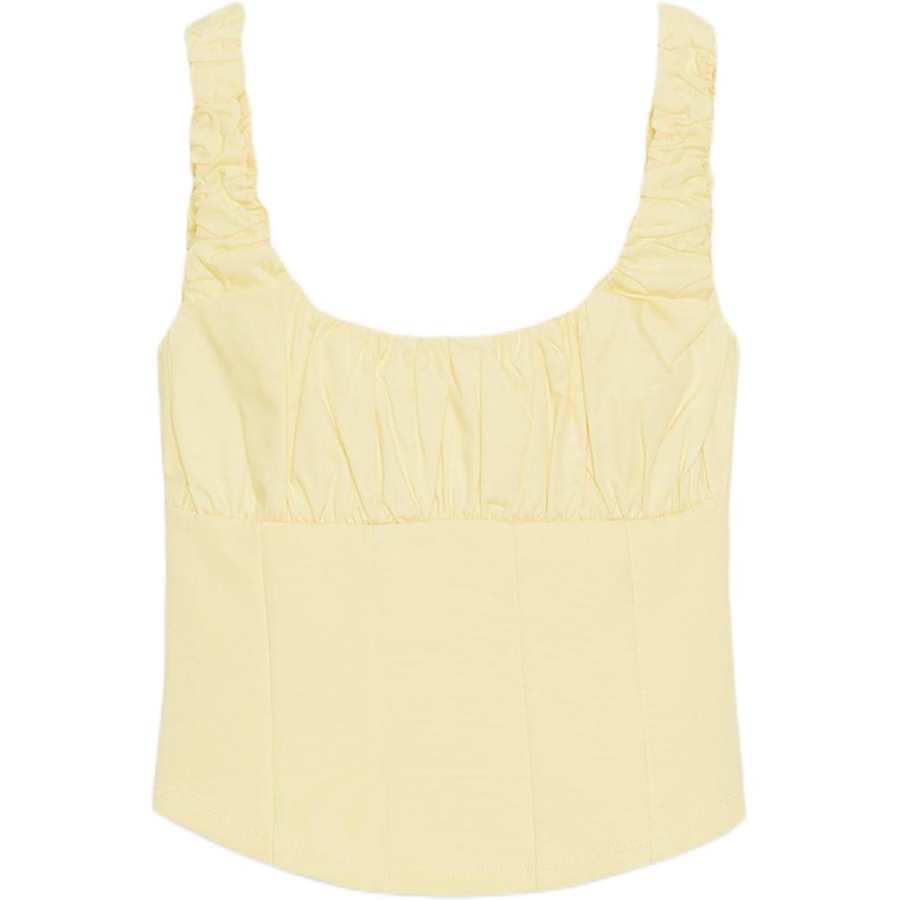 ZARA Tank Tops Women's Yellow Square Collar Moderate Other