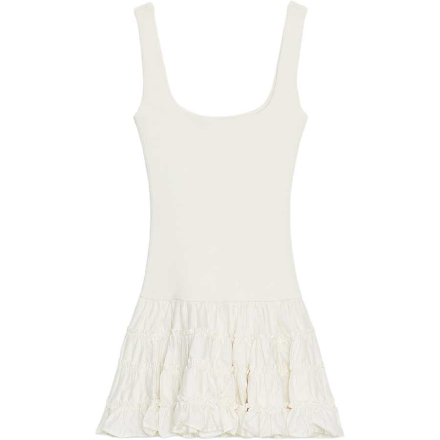 ZARA Slip Dresses Women's White Square Collar Moderate Short