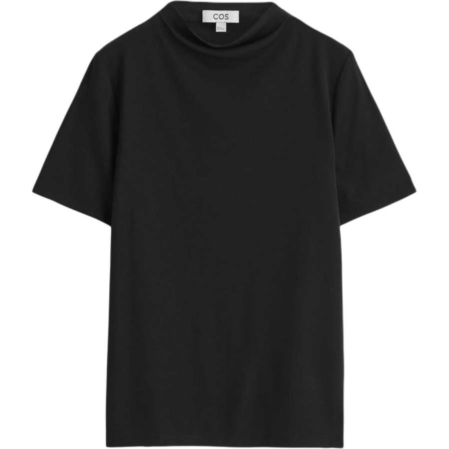 COS T Shirts Women's Black Stand Collar Moderate