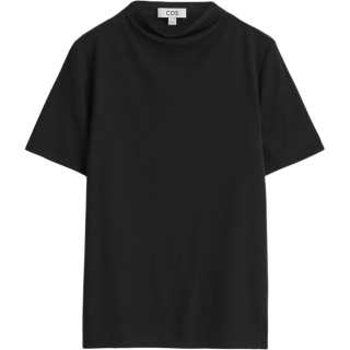 COS T Shirts Women's Black Stand Collar Moderate