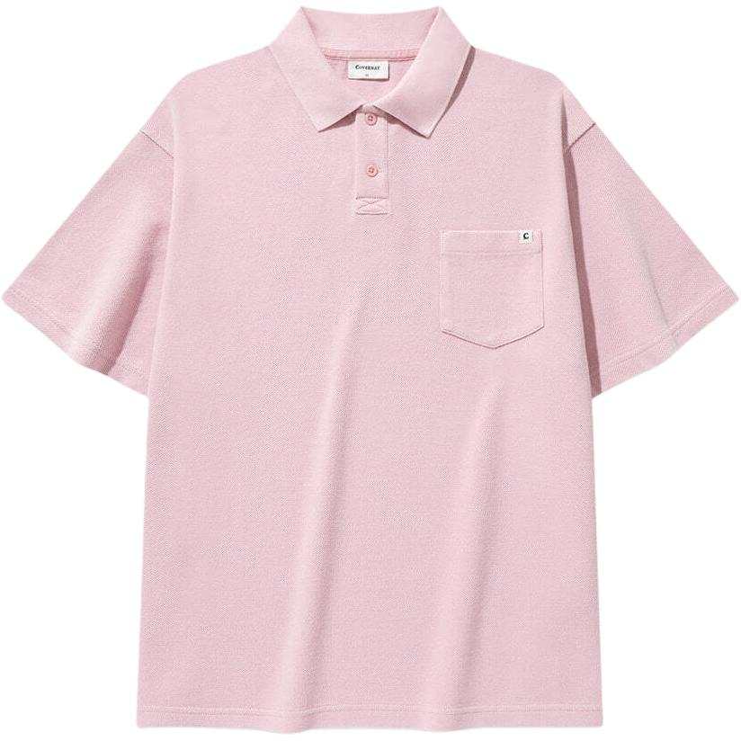 COVERNAT Polo Shirts Unisex Pink Polo Collar Moderate Straight Fit