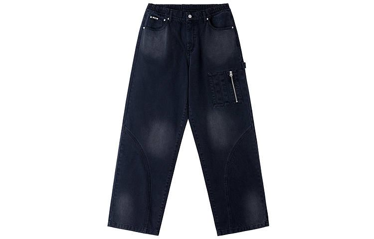Teenie Weenie Men Jeans Unisex Black Thickened Straight Fit Pants