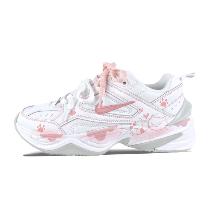 Nike Nike M2K Tekno Line Meow Pink Abrasion Resistant Breathable Low top Chunky Sneakers Women's White