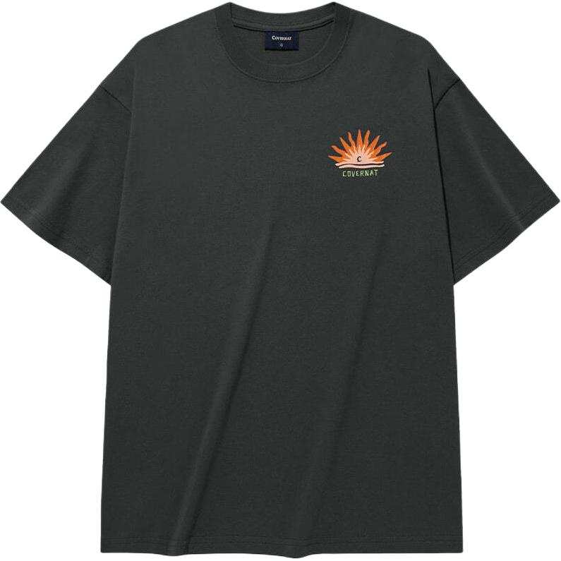 COVERNAT T Shirts Men's Charcoal Gray Crew Neck