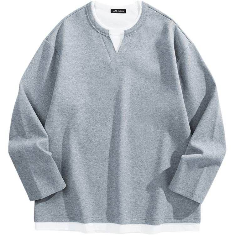 PEACEBIRD MEN T Shirts Men's Crew Neck Mock Two Piece
