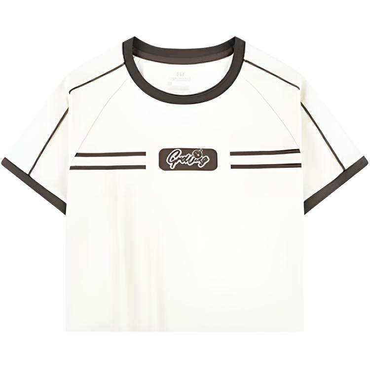 361° T Shirts Women's Cream White Crew Neck Moderate Straight Fit