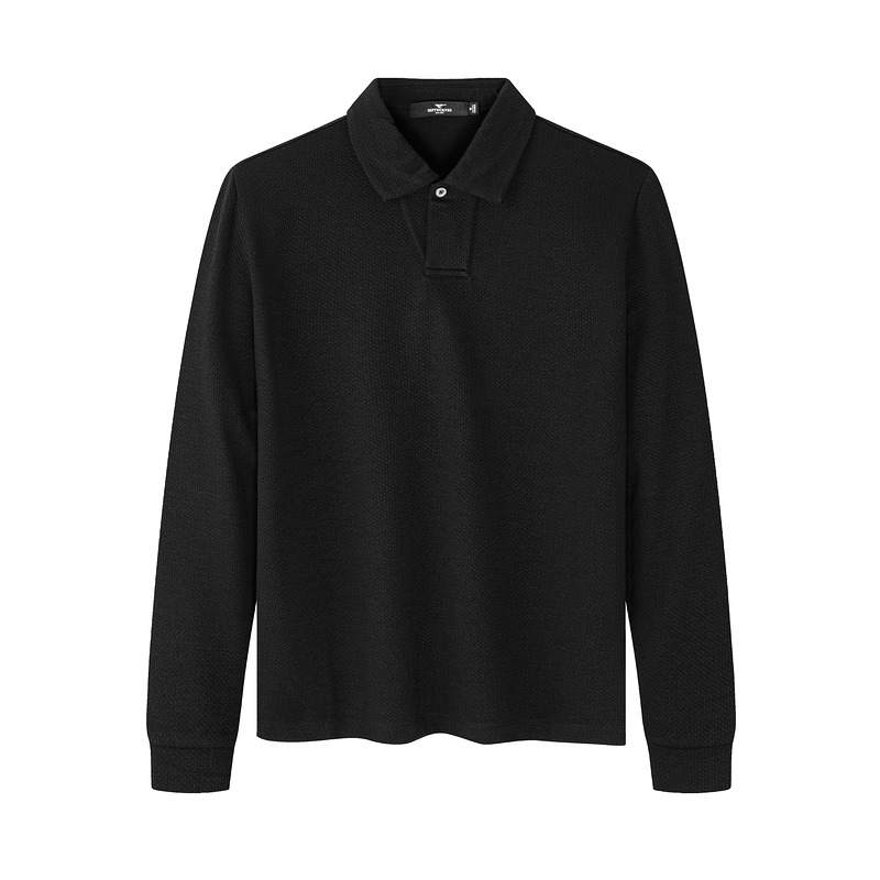 SEPTWOLVES Polo Shirts Unisex Black Polo Collar Moderate Straight Fit