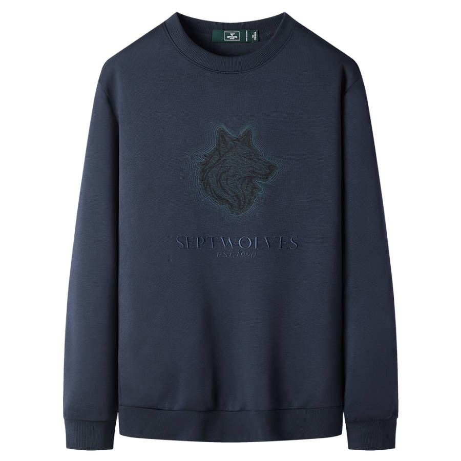 SEPTWOLVES SEPTWOLVES Sweatshirts Unisex Navy Blue Crew Neck Moderate Regular