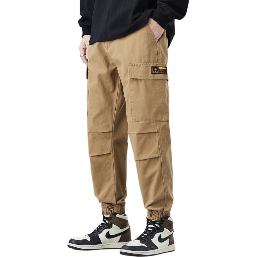 Tonlion Casual Pants Unisex Dark Khaki Moderate Harem Pants
