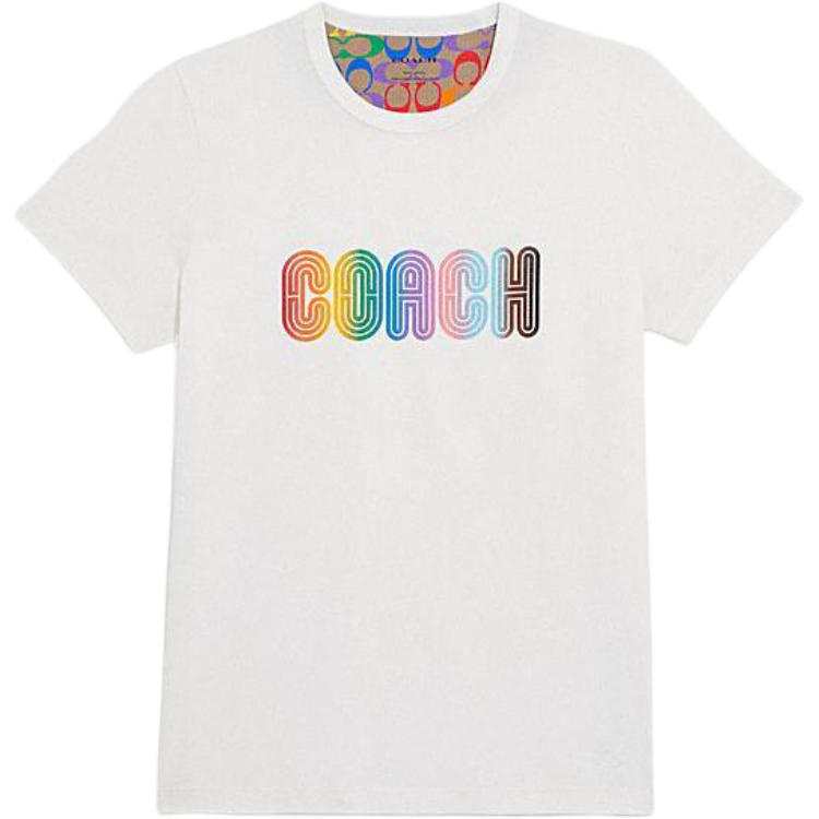COACH T Shirts Women's White Crew Neck Moderate Other