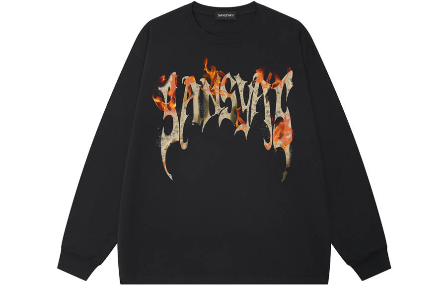 SANSYAS T Shirts Unisex Black Crew Neck Heavyweight