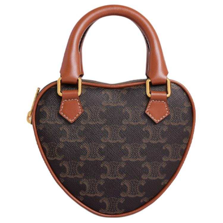 CELINE Triomphe Canvas With Calfskin Shoulder Bag, Crossbody Bag, Handbag Medium Women's Tawny