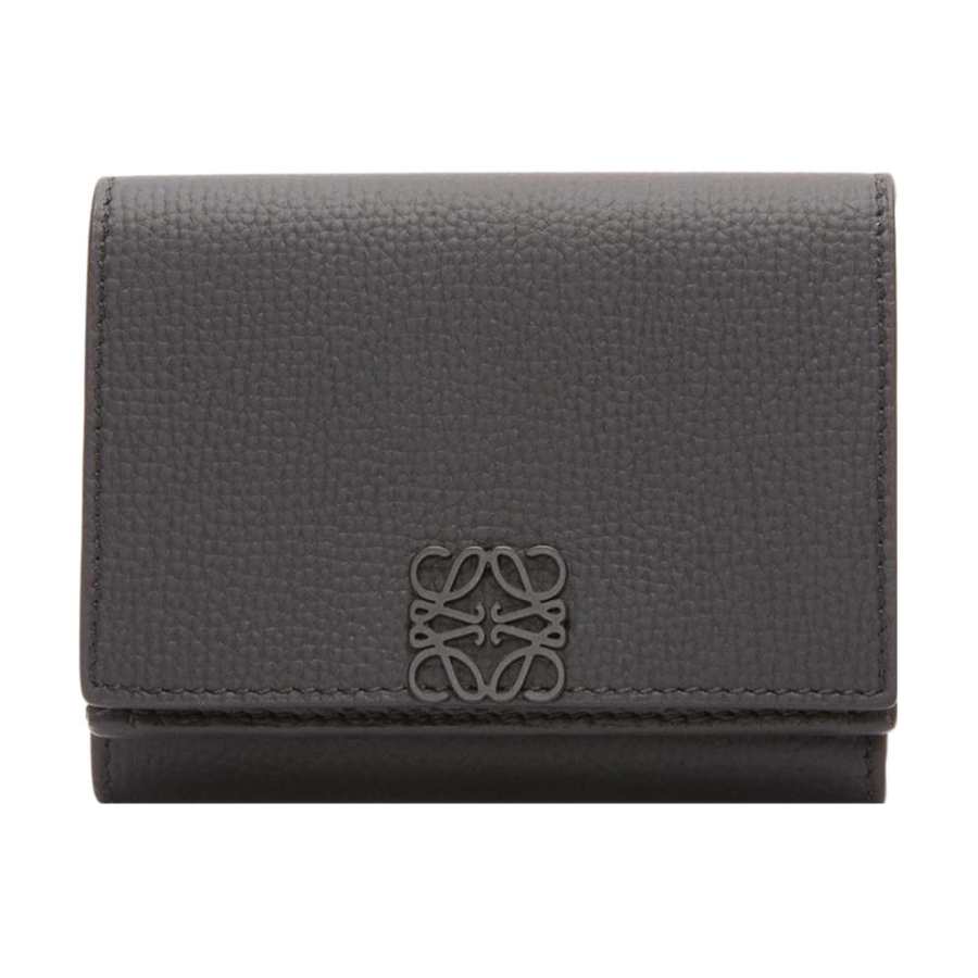 LOEWE Anagram Pebble Texture Calfskin Wallet Women's Black