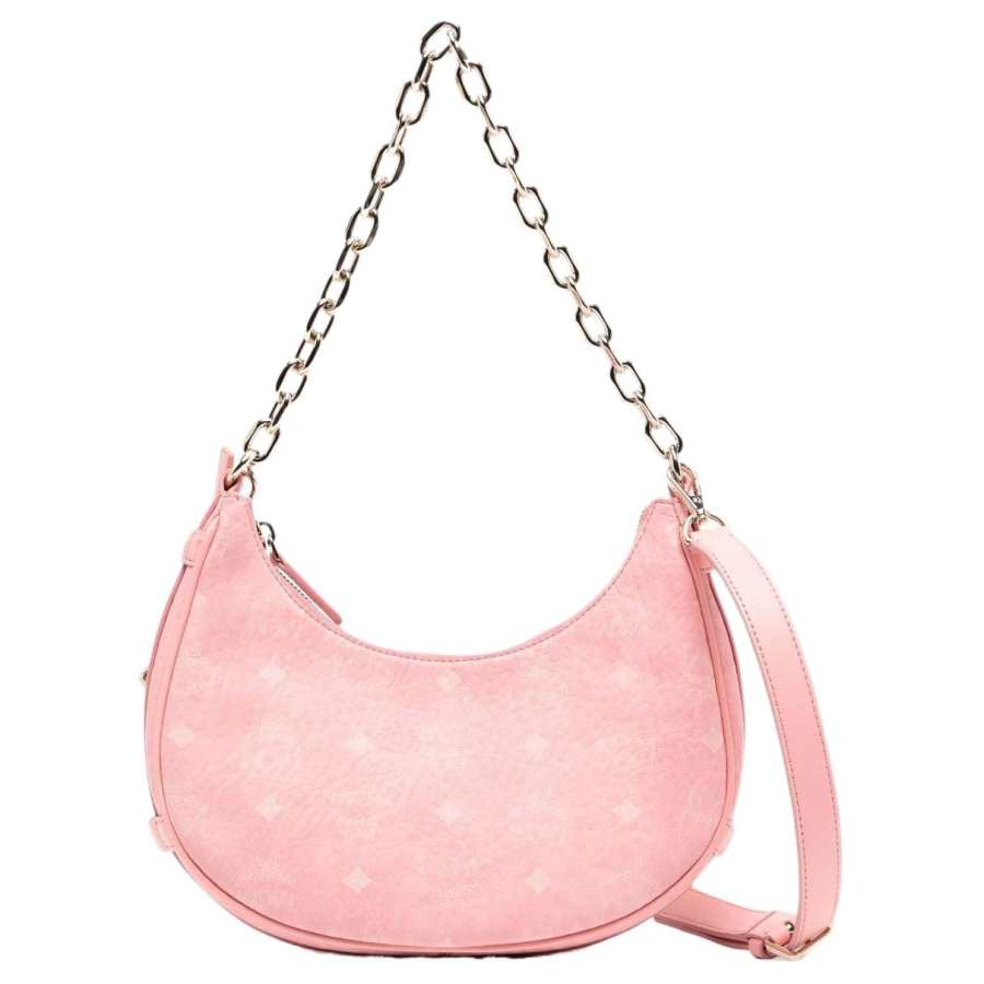 MCM Aren Visetos Nappa Leather Shoulder Bag, Chain Bag, Handbag, Shoulder Bag Small Women's Pink