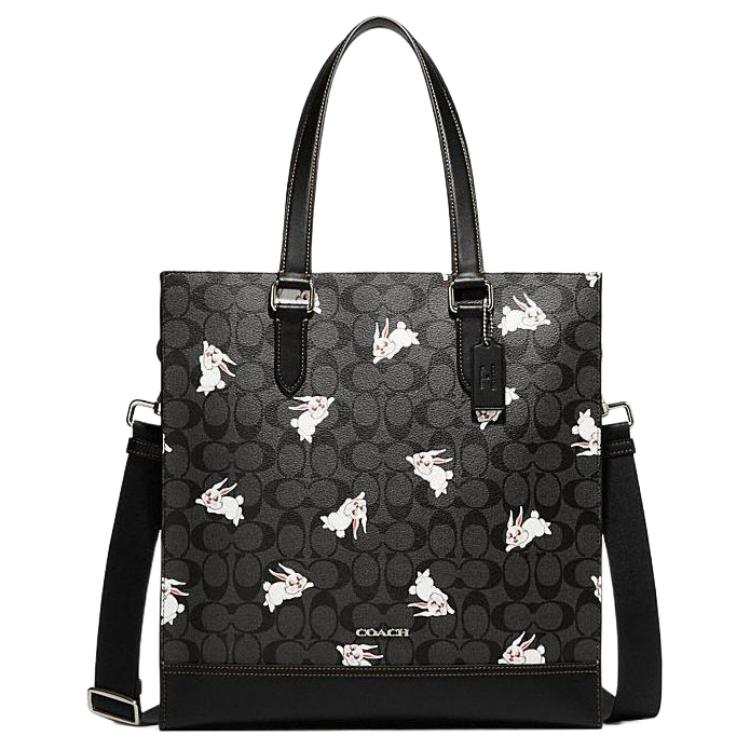 COACH X Big White Rabbit, Collaboration Graham Artificial Leather Tote Bag, Shopping Bag, Crossbody Bag, Handbag Large
