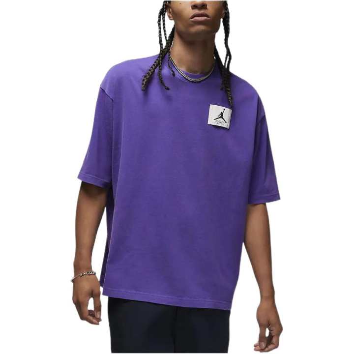 Jordan Jordan Flight Essentials T Shirts Men's Purple Crew Neck Moderate Straight Fit