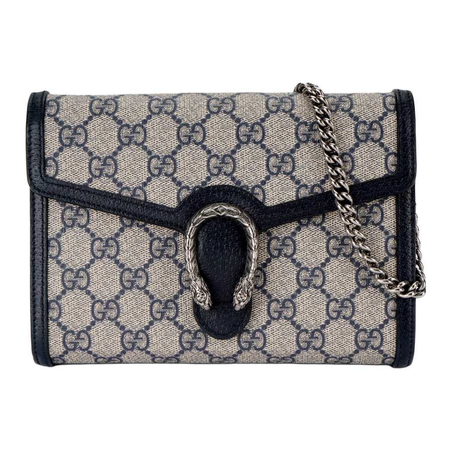 GUCCI Dionysus Canvas With Leather Chain Wallet, Crossbody Bag, Shoulder Bag Mini Women's Beige & Blue